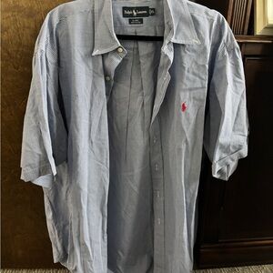 Ralph Lauren Men's Blue and White Checkered Shirt